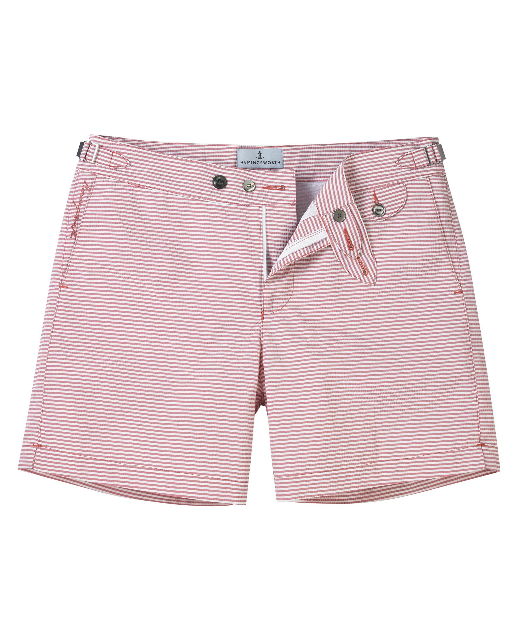 Hemingsworth | Pink Seersucker Swim Shorts | Made in England