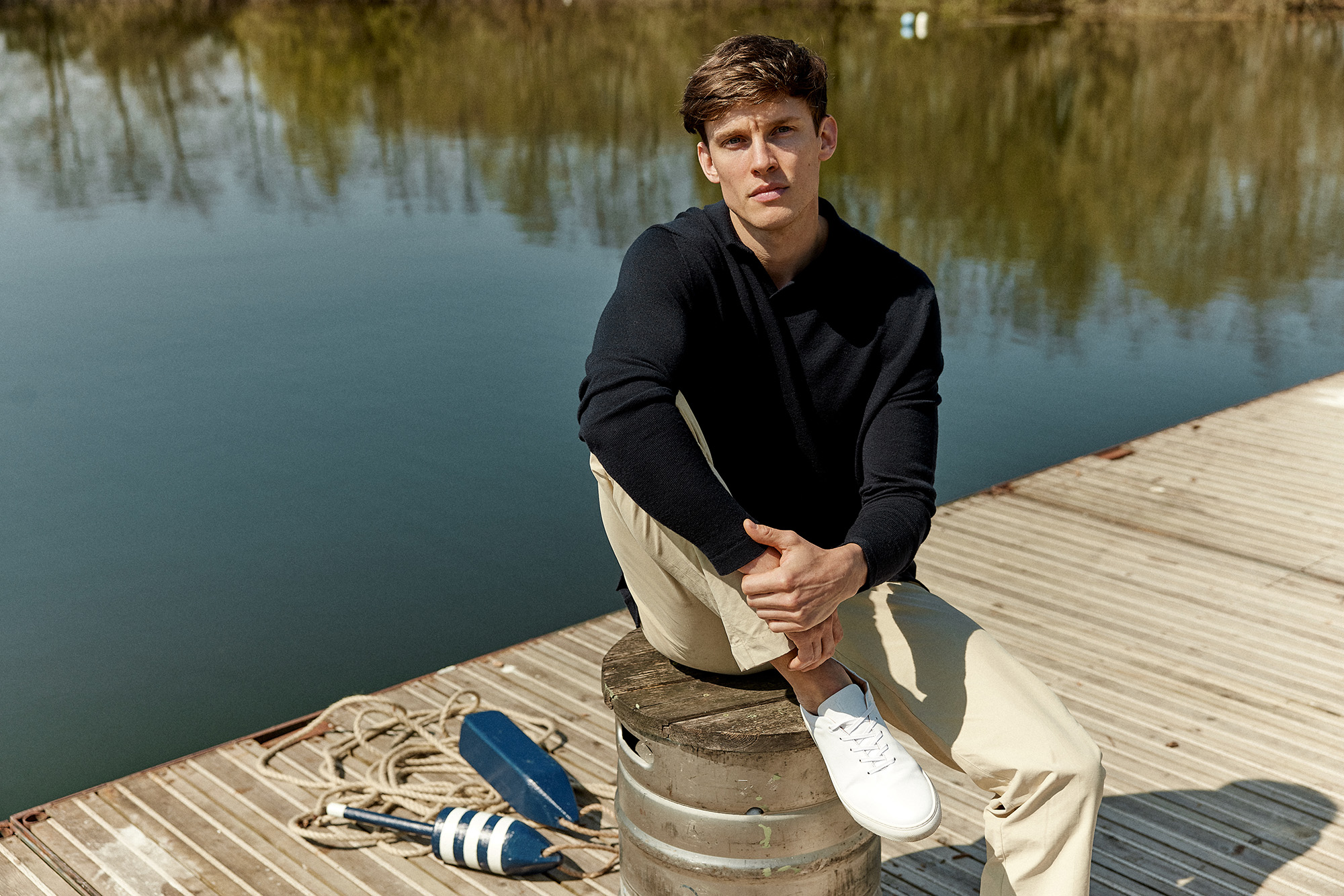 Navy Solid Polo Shirt - Hemingsworth - Made in England